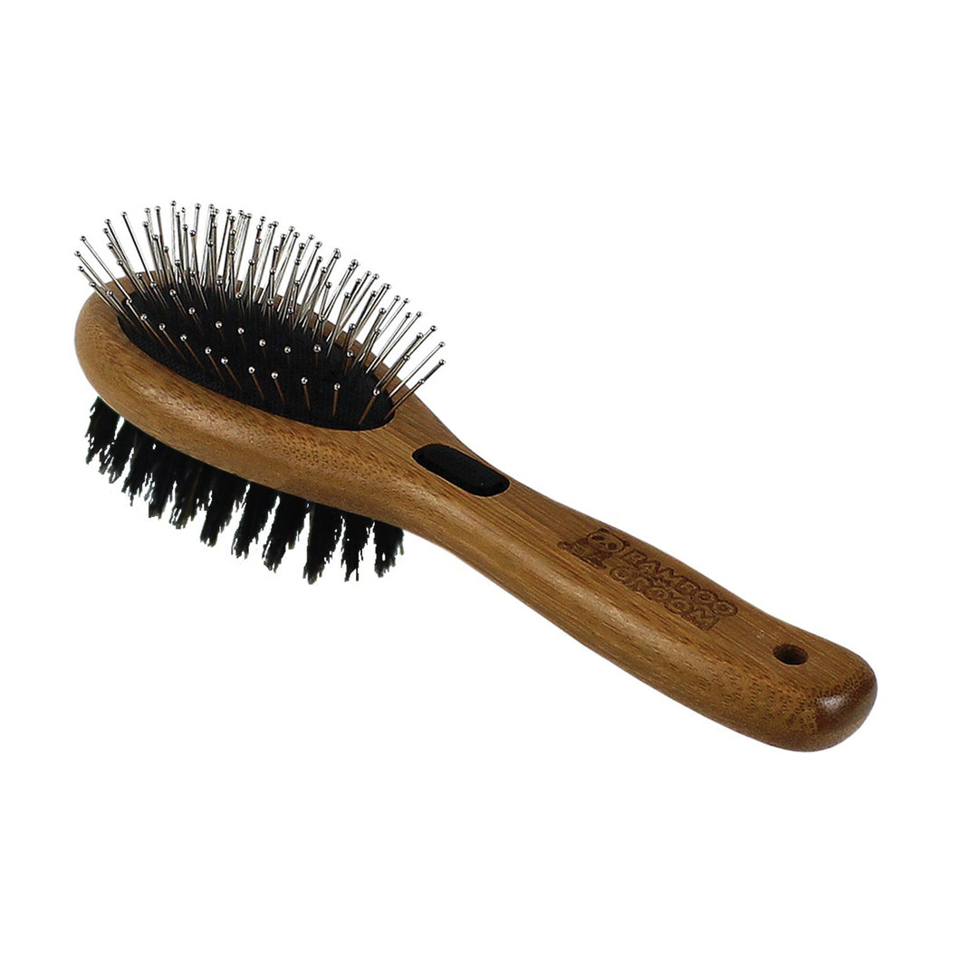 Bamboo Groom - Combo Brush w/Bristles & Stainless Steel Pins