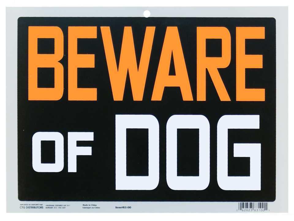 Beware Of Dog sign