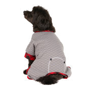 Load image into Gallery viewer, Hotel Doggy - Quilted Titanium Onesie with Buffalo Check Plush Cuffs
