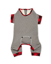 Load image into Gallery viewer, Hotel Doggy - Quilted Titanium Onesie with Buffalo Check Plush Cuffs
