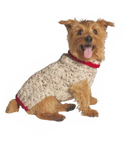 Chilly Dog Oatmeal Sweater w/Red Trim