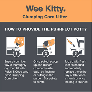 Rufus & Coco® Wee Kitty® Natural Corn Clumping Cat Litter/Litière agglomérante naturelle pour chat au maïs