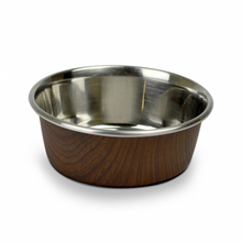 Load image into Gallery viewer, OurPets Stainless Steel Dog Bowls - Wood Grain Collection
