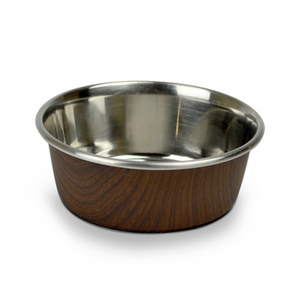 OurPets Stainless Steel Dog Bowls - Wood Grain Collection