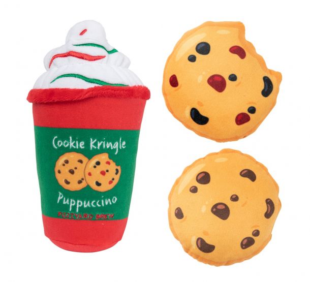 FuzzYard Holiday Cookie Kringle Puppuccino & Cookies (3pk) Dog Toys