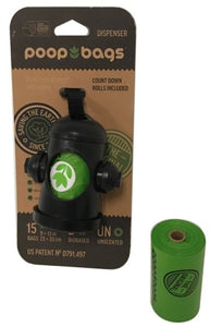 Poop Bags Hydrant Dispenser - with 1 Unscented Roll