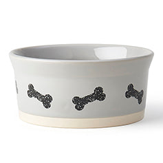 Petrageous Designs -Classy Bones 7" Light Grey Bowl (4.5 Cups)