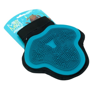 Messy Mutts Reversible Silicone Grooming Glove for Gentle Massage, Bathing and De-Shedding, Blue