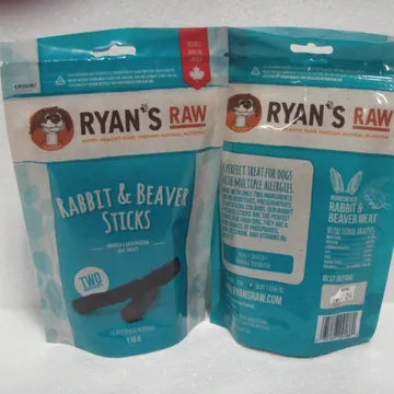 Ryan's Raw Rabbit & Beaver Sticks (110g)
